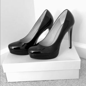 Fun, sexy black patent leather platform heels